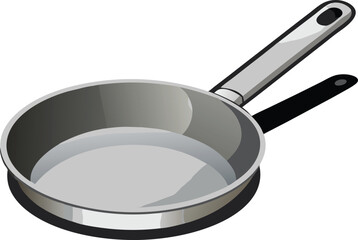 Stainless steel frying pan on induction cooktop vector art illustration