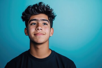 A portrait of a young adult looking directly at the camera with a neutral expression