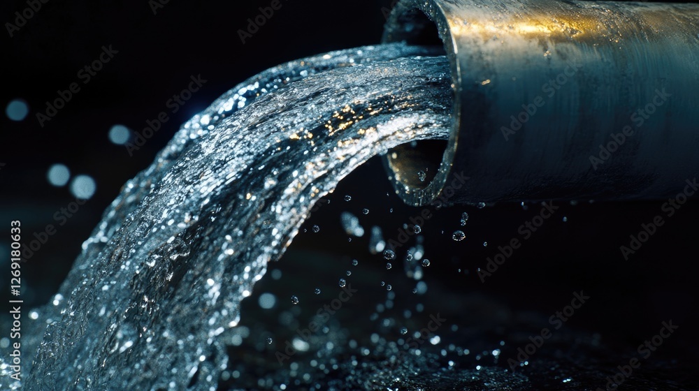 Aufkleber a close-up view of a pipe with water flowing out