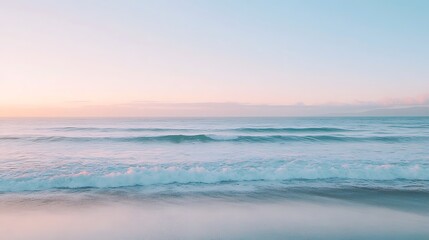 Obraz premium Serene Coastal Sunset Ocean Waves Rolling Gently Ashore