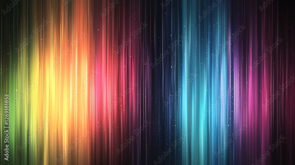 Poster visual spectrum and surreal illumination create a radiant and dynamic atmosphere with vivid neon glo