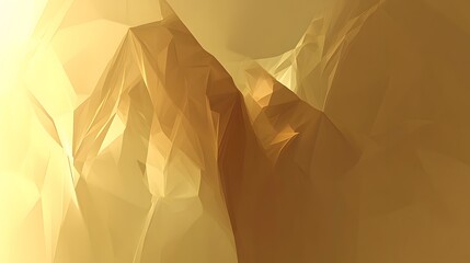 Abstract Golden Low Poly Mountains Landscape, AI Generated Art