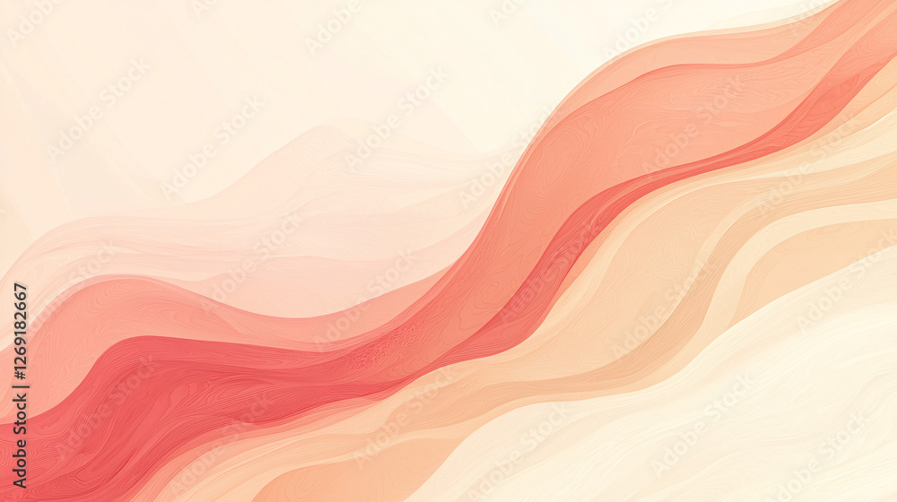 Poster simplicity visual serenity and gentle reflections create smooth fluid harmony with pastel waves.