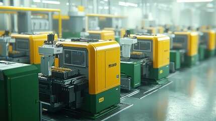 Naklejka premium Automated factory line producing electronic parts