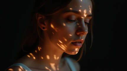 Fototapeta premium Woman with Glowing Aura in Dramatic Light