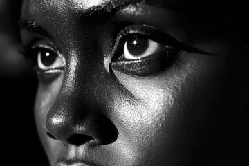 Fototapeta premium Close-up of a woman's face with heavy black makeup
