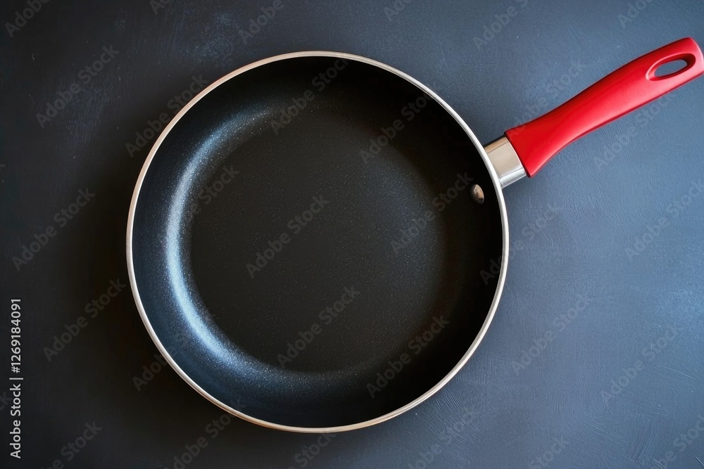Poster a cooking utensil with a bright red handle on a table, ready for use