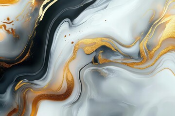 abstract fluid art with metallic gold swirls white marble textures ethereal watercolor effects...