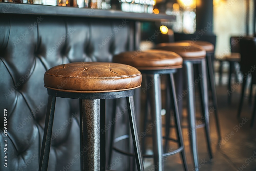 Poster Row of stools at a bar