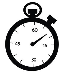 Cute cartoon hand drawn vector stop watch icon silhouette.