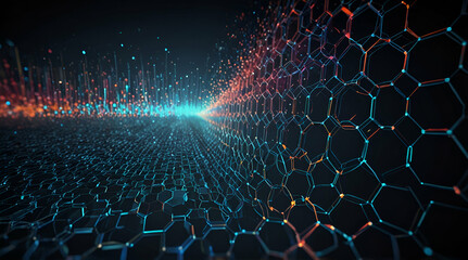 Digital graphs and hexagon grids with abstract high speed technology POV motion blur,generative.ai
