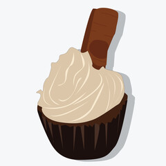 cupcake with an oreo cookie in cream topping.