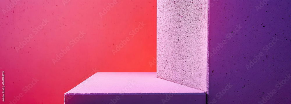Poster abstract pink and purple studio background with minimalist product display platform