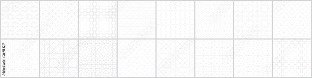 Poster collection of seamless ornamental vector patterns. grey oriental vintage backgrounds. monochrome geo