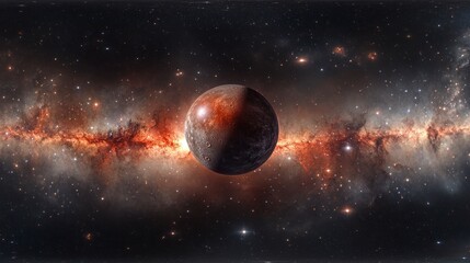 Stunning High-Resolution Image of Mercury Set Against a Vibrant Cosmic Background in Deep Space