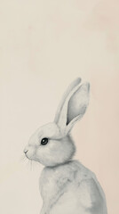 Obraz premium delicate watercolor sketch of an Easter Bunny with soft shading, a simple outline, and a minimalist hand-drawn aesthetic