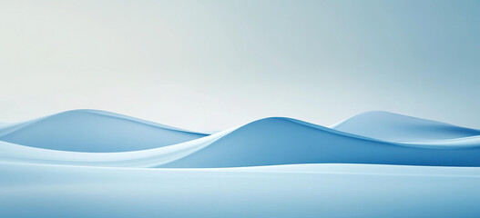 Abstract Blue Wave Landscape Digital Art Soft Pastel Colors Smooth Curves Minimalist Background Design