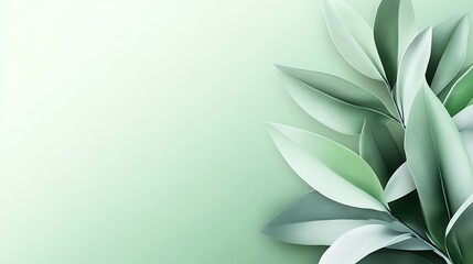 Elegant Green Leaves on a Soft Green Background