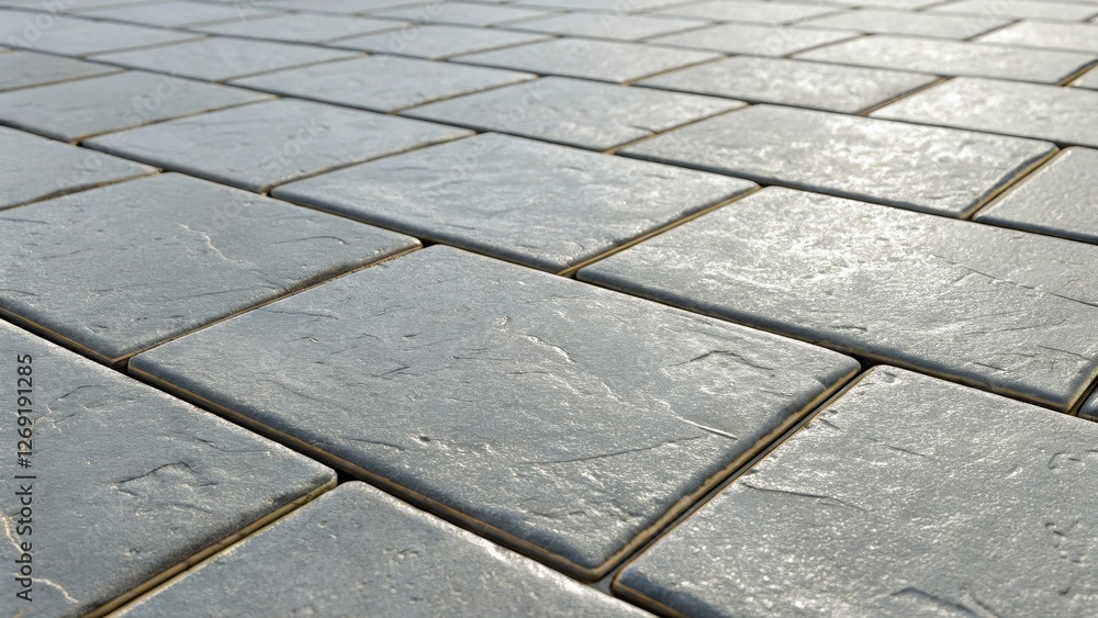 Poster textured stone paving tiles close up - a close-up view of textured stone paving tiles arranged in a 