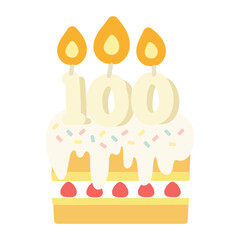100歳　100周年　誕生日ケーキ　アニバーサリーケーキ　イラスト