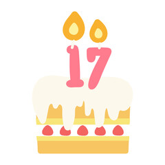 17歳　誕生日ケーキ　アニバーサリーケーキ　イラスト