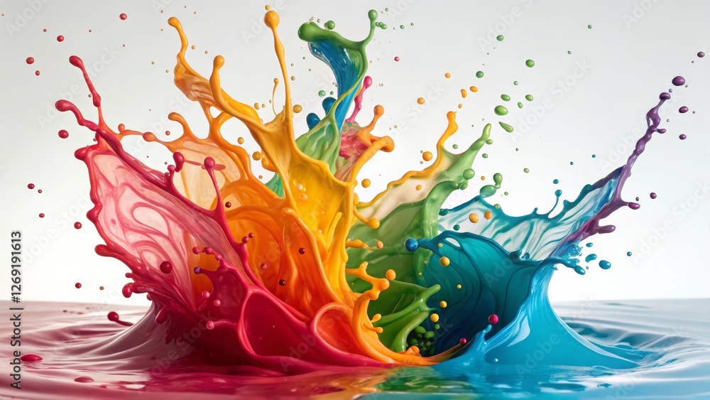 Aufkleber vibrant color splash in liquid medium - an artistic display of colorful liquid splashes creating a d