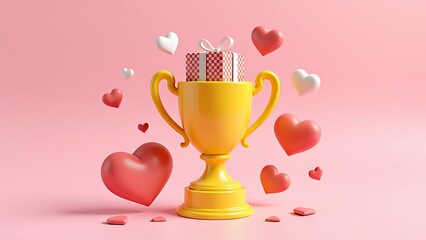 gold cup with a ribbon