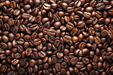 Obraz premium Image of Big pile of fresh roasted coffee beans. Professional photo for food blog