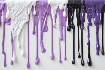Image of Purple black and white paint stains on white surface. Texture for background usage