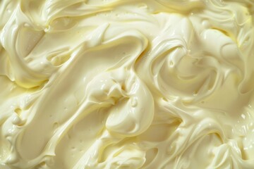 Image of Cream colored garlic mayonnaise sauce. Professional photo for food blog