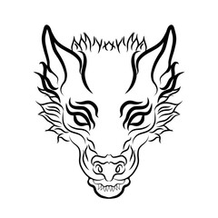 Fototapeta premium dragon shaped line illustration for tattoo design. black and white design and graphics