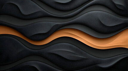 Abstract wavy black and orange texture background