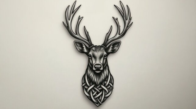Decorative Celtic deer head design