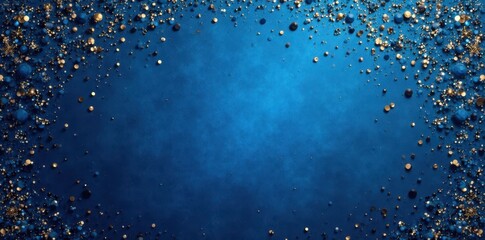 Obraz premium Abstract blue backdrop with gold geometric pattern, opulence, geometric, poster