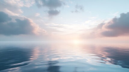 Serene Ocean Sunset Peaceful Sky Clouds Reflecting