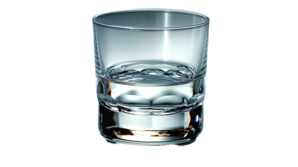 Half-Full Glass of Water Crystal Clear Drinkware, Pure and Clean for Studio Themes, isolated on transparent background.
