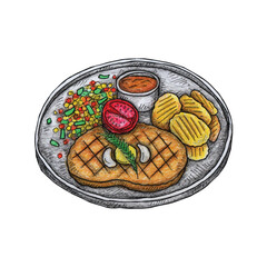Adobe Illustrator Artwork Hand drawn Beef Steak vector illustration design