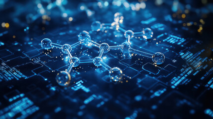 Obraz premium digital representation of molecular structure on futuristic blue background