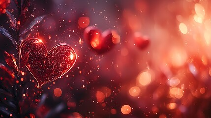 Obraz premium Red heart bokeh Valentine's Day background