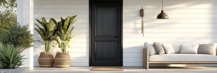 Modern Farmhouse Porch Design With Plants And Seating