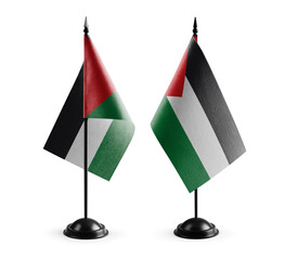 Small national flags of the Palestine on a white background