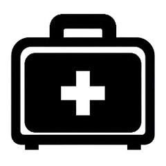 Obraz premium Glyph-Style Medical Icon: Bold First-Aid Kit with Cross for Small UI