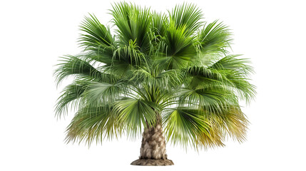 Obraz premium Lush Palm Tree Tropical Green Plant, Isolated on White Background for Summer Themes, isolated on transparent background.