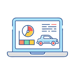 laptop with car data icon, laptop with car data vector illustration-simple illustration of laptop with car data, perfect for laptop with car data logos and icons