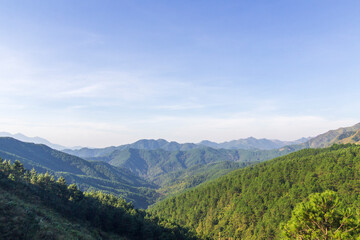 Panoramic image of Binh Lieu mountains area in Quang Ninh province in northeastern Vietnam. This is...
