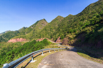 Panoramic image of Binh Lieu mountains area in Quang Ninh province in northeastern Vietnam. This is...
