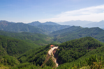 Panoramic image of Binh Lieu mountains area in Quang Ninh province in northeastern Vietnam. This is...