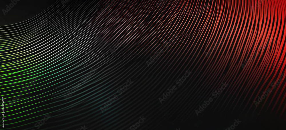 Poster abstract dark background with curving neon lines and gradient colors
