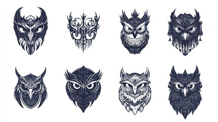 Obraz premium Ornamental Owl Portraits