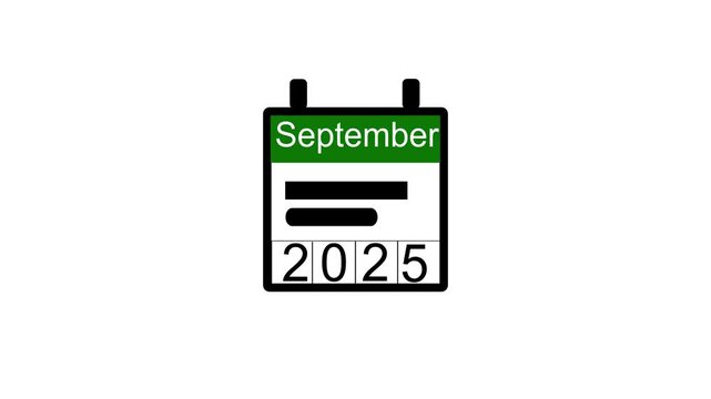 Abstract calendar animation, september 2025 animation . on a black background.and creating a stunning 4k video